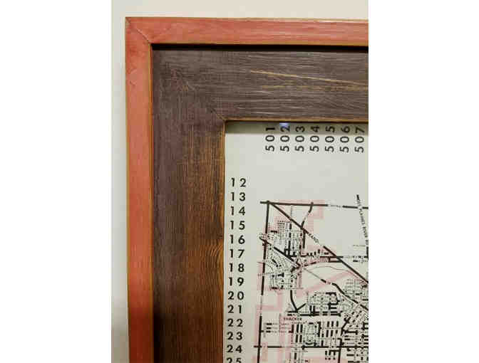 Vintage Chicago Street Map in Salvaged Wood Frame