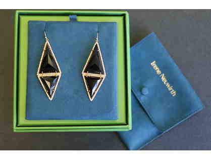 Rose gold, onyx and diamond pave earrings by Hollywood designer Irene Neuwirth