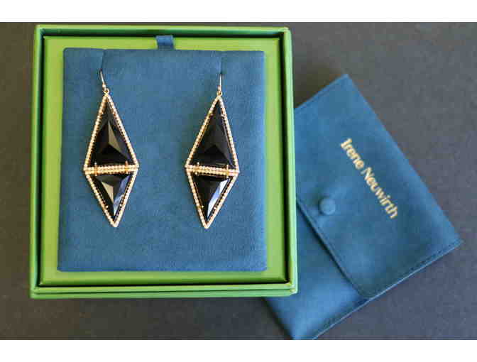 Rose gold, onyx and diamond pave earrings by Hollywood designer Irene Neuwirth - Photo 1