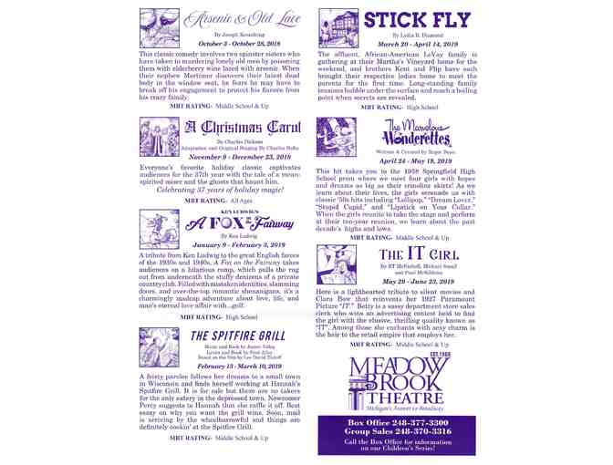 Two (2) Tickets to Meadow Brook Theatre