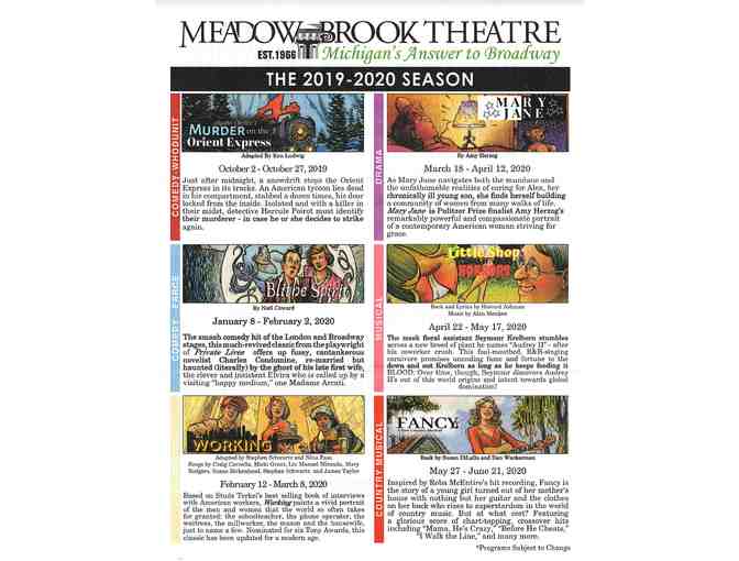 Two (2) Tickets to Meadow Brook Theatre