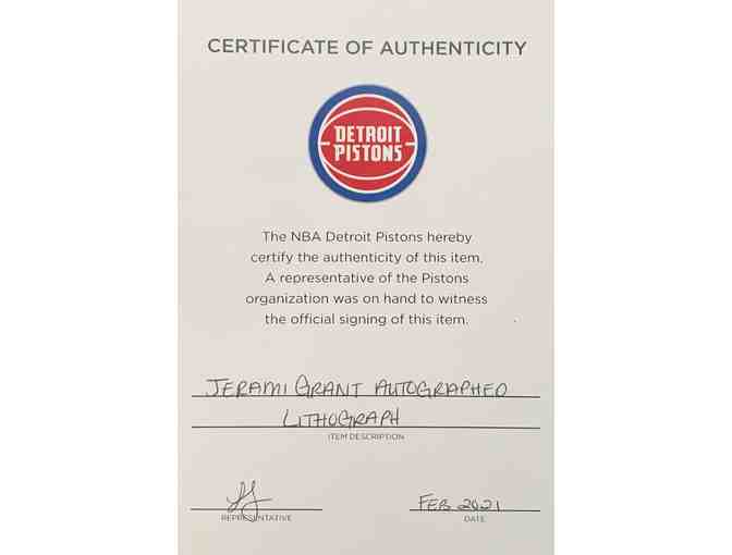 Detroit Pistons Jerami Grant Autographed Lithograph