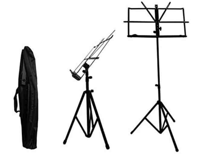 Adjustable Black Folding Music Stand with Carrying Bag