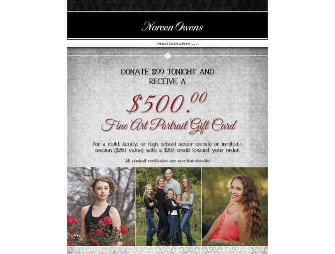 $500 Portrait Gift Card to Noreen Owens Photography