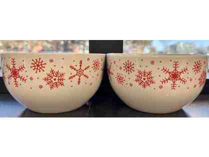 Set of 2 Red Christmas Snowflake Royal Norfolk Bowls