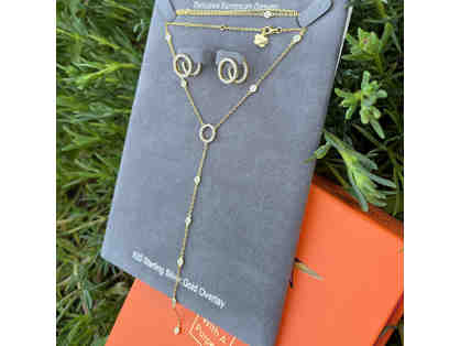 LOVELY LARIAT Necklace and Earrings Set in Yellow Gold