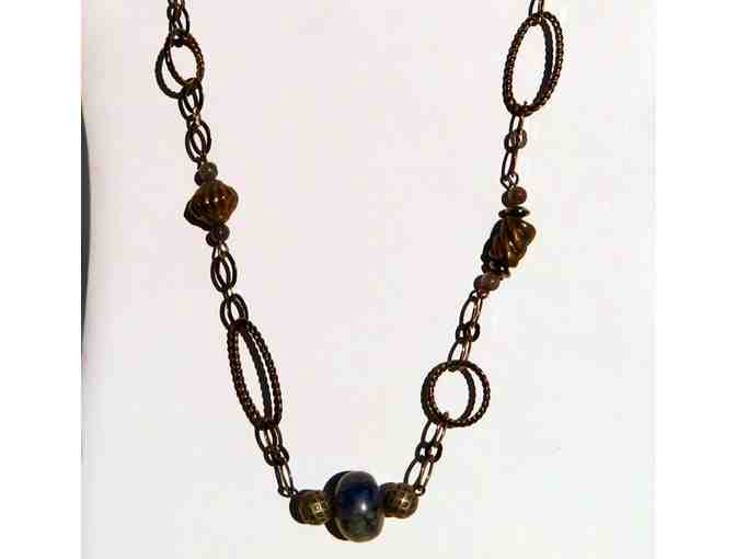 Chain Necklace with Blue Sodalite Beads-Lot 136