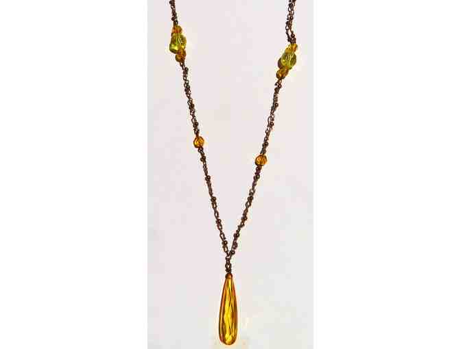 Chain Necklace with Yellow Swarovski Crystals-Lot 140