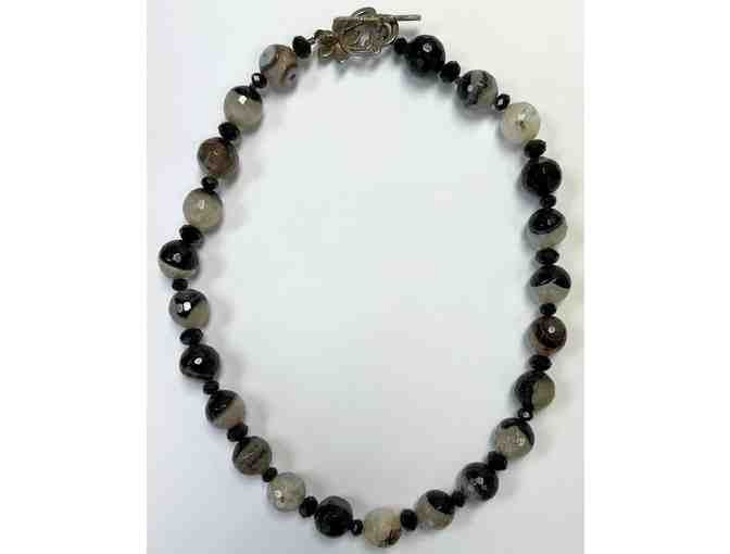 Choker with Black, White, and Brown Glass Beads-Lot 68