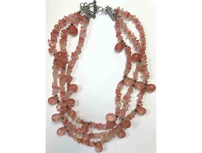 Choker with Dolomite Pink Stones and Peach Sun Swarovski Crystals-Lot 58