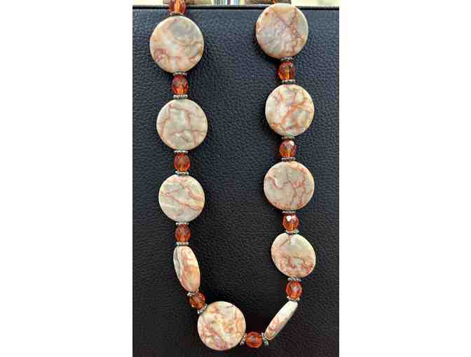 Choker with Rhyolite Stones and Orange Crystals-Lot 81b - Photo 1