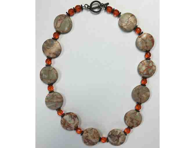 Choker with Rhyolite Stones and Orange Crystals-Lot 81b