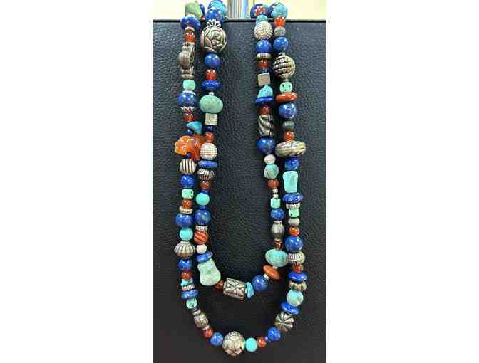 Choker with Turquoise, Lapis, Amber, and Jasper-Lot 81d - Photo 1