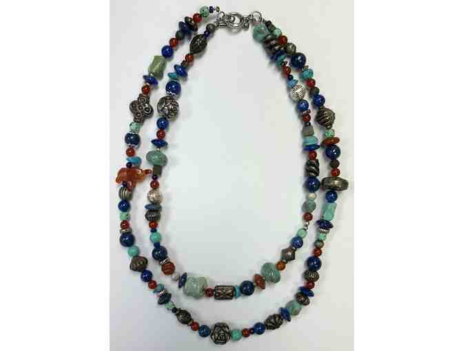 Choker with Turquoise, Lapis, Amber, and Jasper-Lot 81d - Photo 2