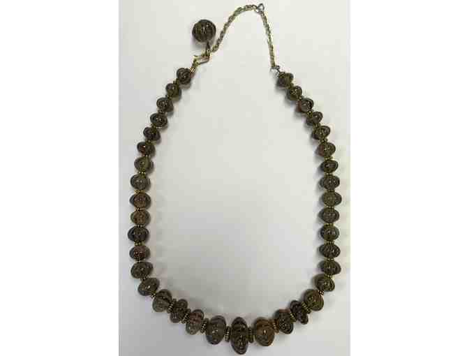 Choker with Umber Tinted Transparent Glass Beads-Lot 57