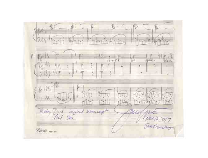 Manuscript Page from MOBY DICK, signed by Jake Heggie