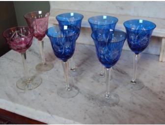 Colored Cut Glass Wine Goblets