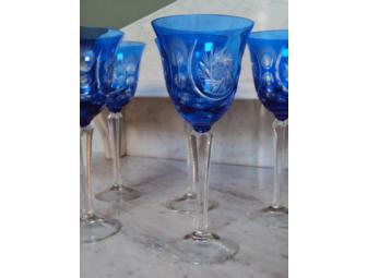 Colored Cut Glass Wine Goblets