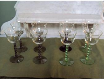 Set of 8 Wine Glasses - Colored Stems