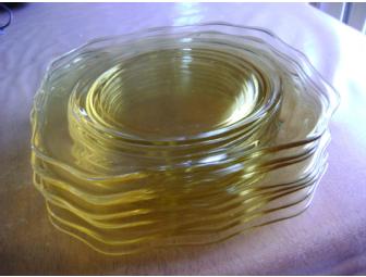 Set of 8 Yellow Depression Glass Luncheon Plates