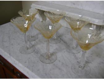 Yellow Depression Wine Glasses - Set of 6