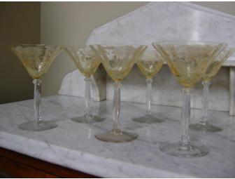 Yellow Depression Wine Glasses - Set of 6