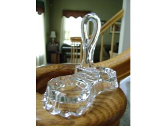 Cut Crystal Salt and Pepper Shakers with Caddy