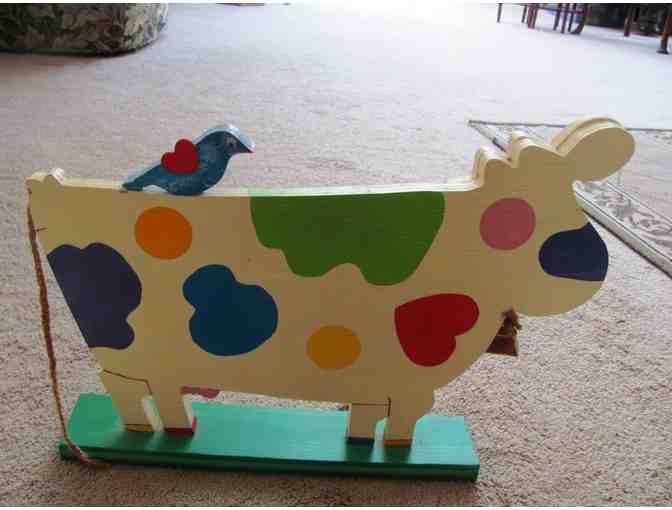 Hand-Carved Cow Decoration