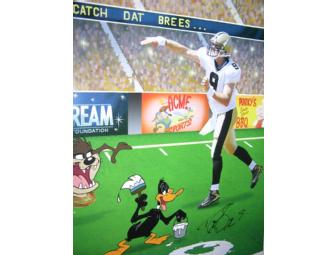 Drew Brees Signed Limited Edition Warner Bros Looney Tunes Lithograph