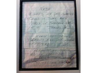 Johnny Cash Hand Written Note