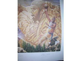 Mt Rushmore Of Sports Lithograph, Signed By Kareem Abdul Jabbar, Pete Rose And Jerry Rice