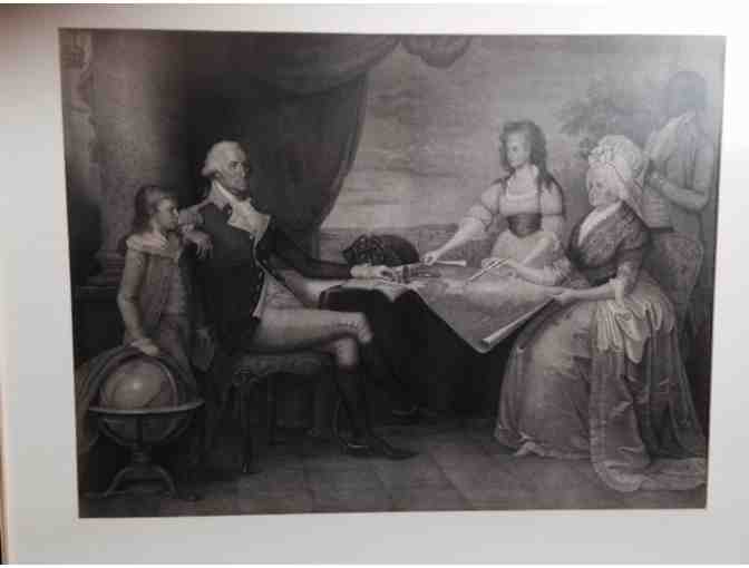 Framed print of Edward Savage portrait of George Washington and his family