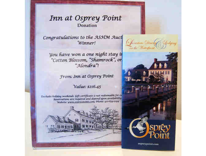 One night stay for two people, including breakfast at the Inn at Osprey Point, MD.