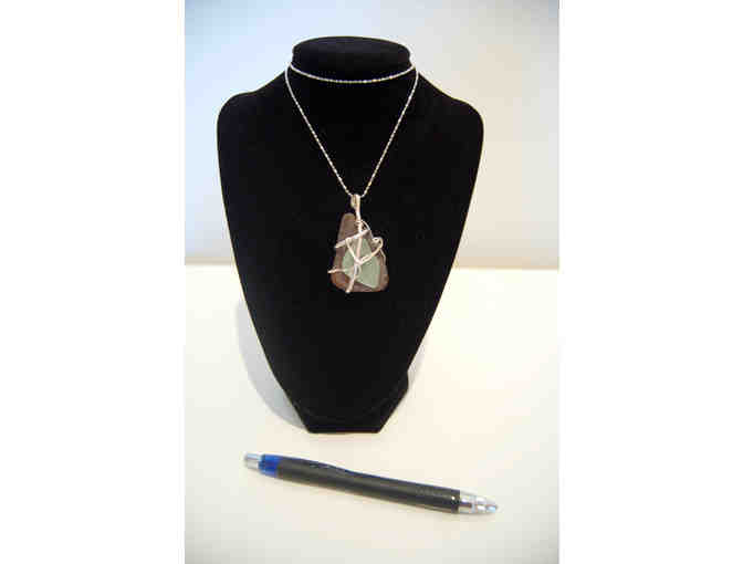 Large, handmade seaglass pendant with Sterling Silver, by Christina Gravdahl.
