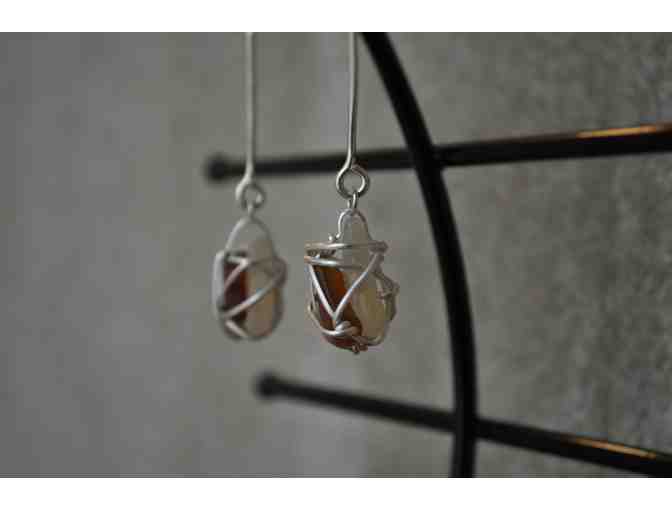 Sterling Silver Earrings  with Seaglass