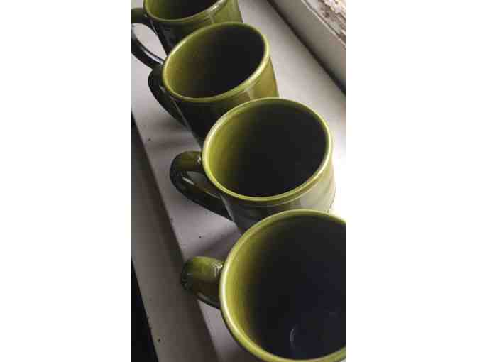 4 Vintage Green Hoganas Keramik Tea/Coffee Mugs