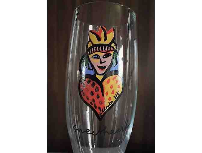 Two Painted Kosta Boda Beer Glasses
