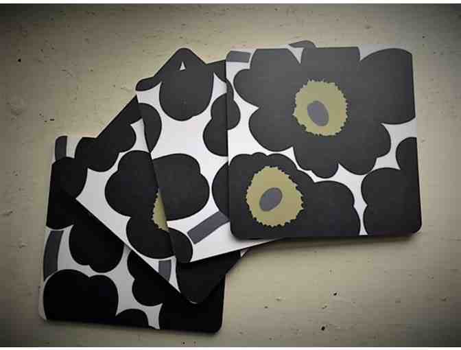 Marimekko Unikko Black Plywood Coaster Set of 4