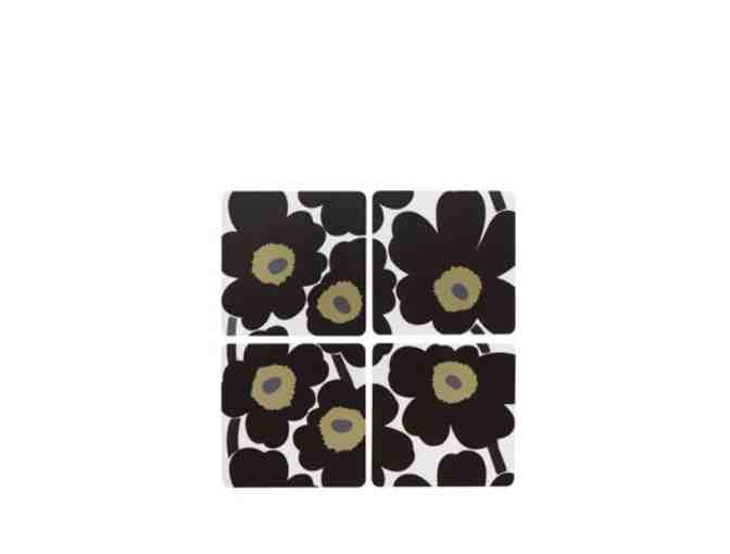 Marimekko Unikko Black Plywood Coaster Set of 4