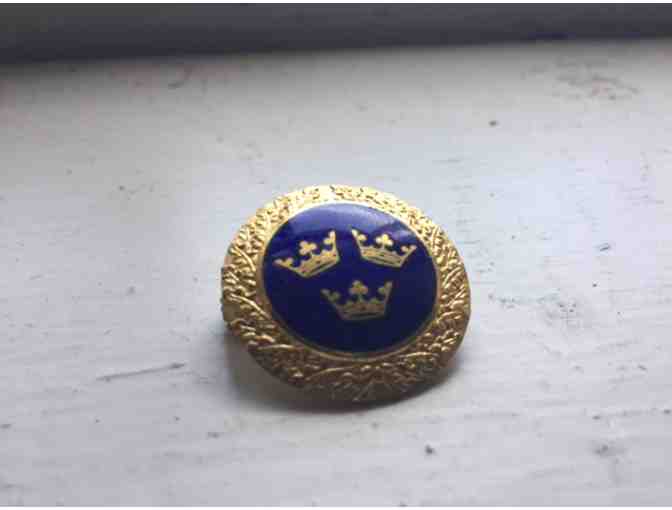 Vintage Swedish Crowns Brooch Pin