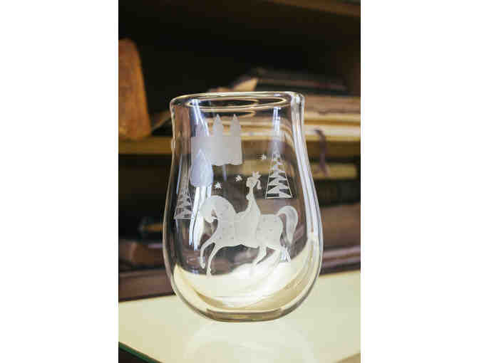 Hand etched glass crystal vase