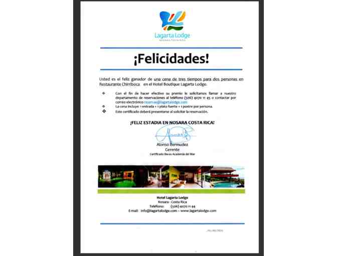 Dinner for 2 At Lagarta Lodge