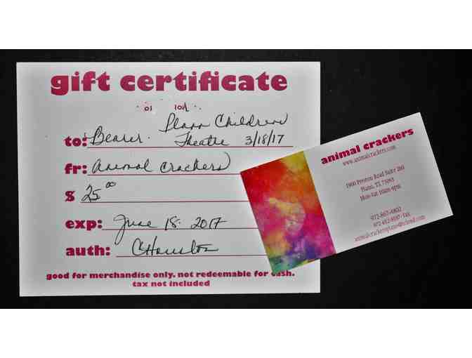 $25 Gift Certificate Animal Crackers