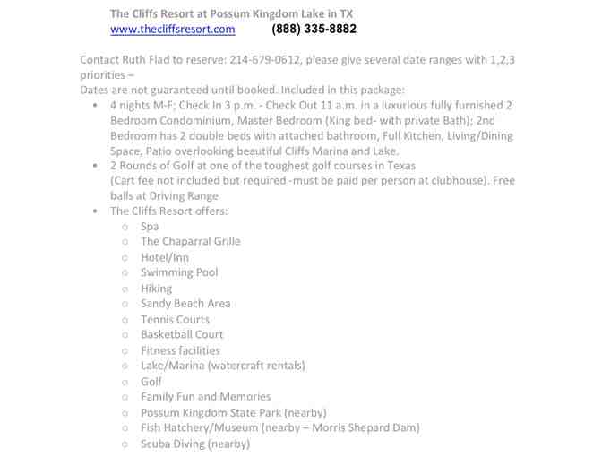 5 days/4 nights at The Cliffs