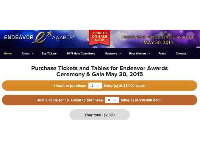 Two tickets to the Endeavor Awards in Los Angeles