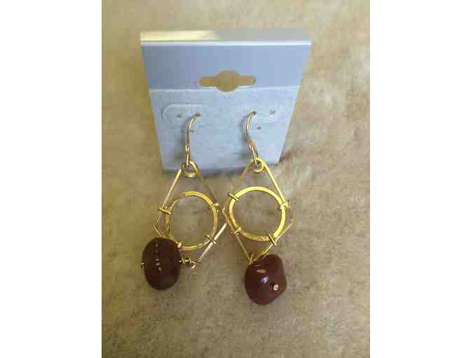 Drilled stone dangle earrings