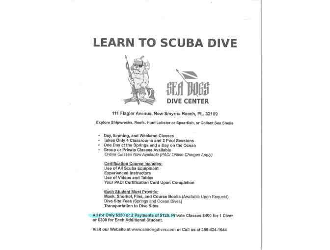 Open Water SCUBA Class Learn to Dive!
