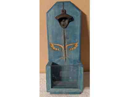 Winged Woodworking Blue Stained Angel Logo Bottle Opener