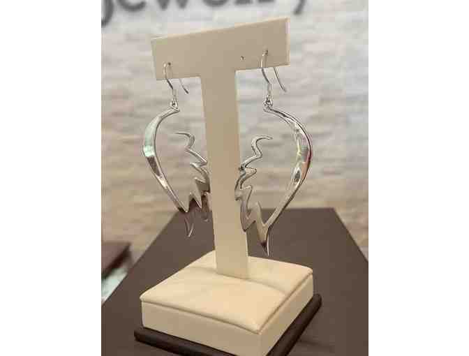Sterling Angel Wing Earrings - 1' Length