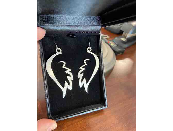 Sterling Angel Wing Earrings - 1' Length